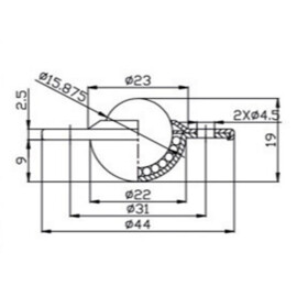 Ball Transfer Unit, 15.875 mm, with mounting holes and flange