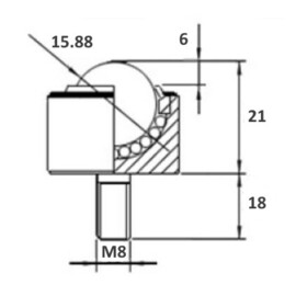 Ball Transfer Unit, 15.875 mm, with M8 threaded end, for heavy load