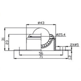 Ball Transfer Unit, 25 mm, with mounting holes and a Nylon ball