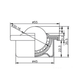 Kogelrol (kogelpot), 30.16 mm, met flens
