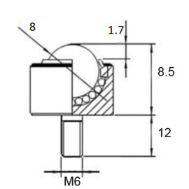 Ball Transfer Unit, 7.93 mm, with M6 threaded end