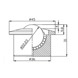 Schwerlast-Kugelrolle, 22.23 mm, mit Flansch, für schwere lasten