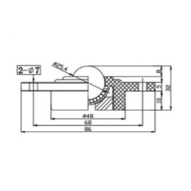 Ball Transfer Unit. 25.4 mm, with mounting holes, flange and Nylon ball