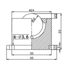 Ball Transfer Unit, 12 mm, with mounting holes and flange, for heavy load