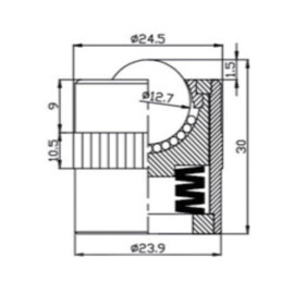 Ball Transfer Unit, 12.7 mm, flush mounted, with spring