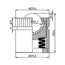 Ball Transfer Unit, 12.7 mm, with flange and spring