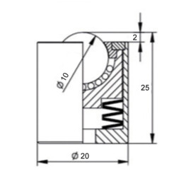 Ball Transfer Unit, 10 mm, with spring, for heavy load