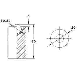 Ball roller, full thread, stainless steel, M20