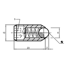 Ball roller, full thread, stainless steel, with spring, M10