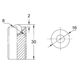 Ball transfer unit, full thread, hardened steel, M16