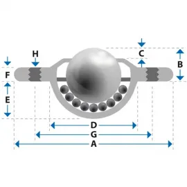 Ball Transfer Unit. 32 mm, with mounting holes, flange and stainless steel ball LD32/3