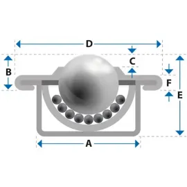 Ball Transfer Unit, 15 mm, with flange and a POM ball, Omnitrack